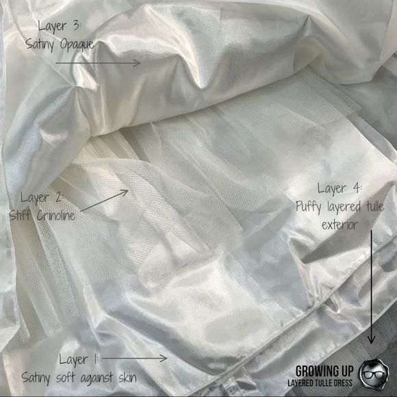 LAYERED MESH TULE PARTY DRESS IN OFF WHITE TEA LENGTH EMPIRE WAIST GIRLS SIZE 4 - Picture 6 of 15